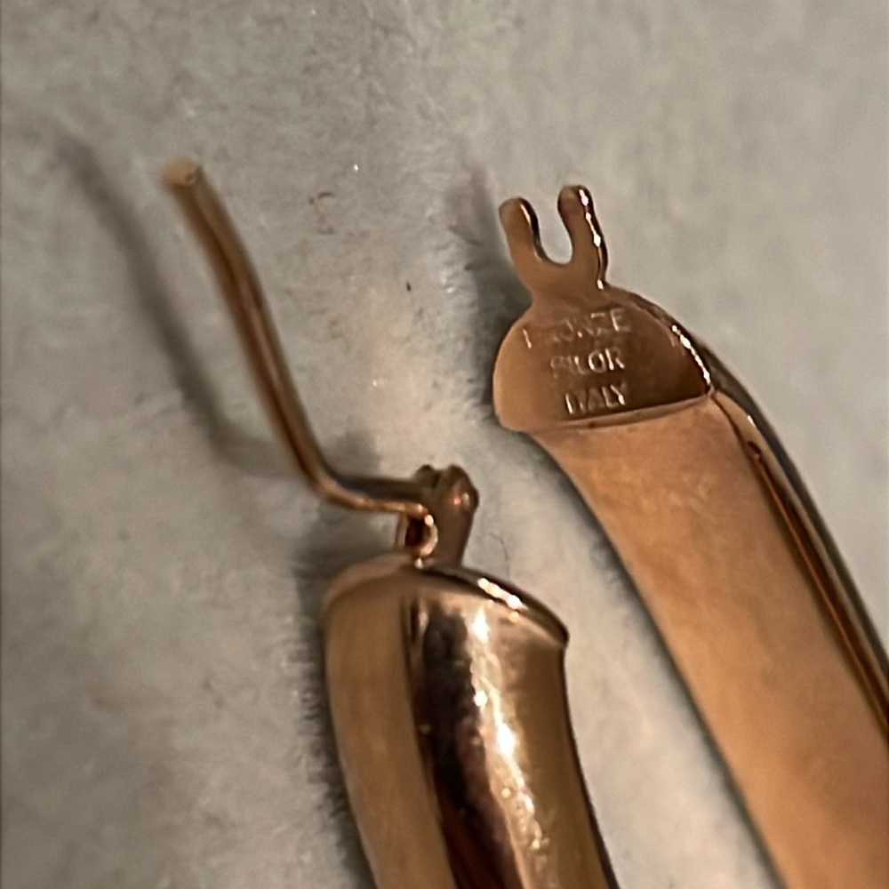 Vintage Bronze Milor Chunky Classic Hoop Earrings Made in Italy 🇮🇹 - Picture 4 of 5